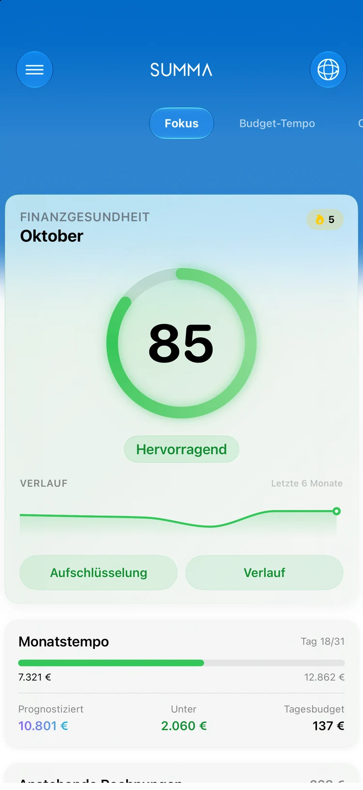 Focus: Ein Score für deine Finanzgesundheit.
