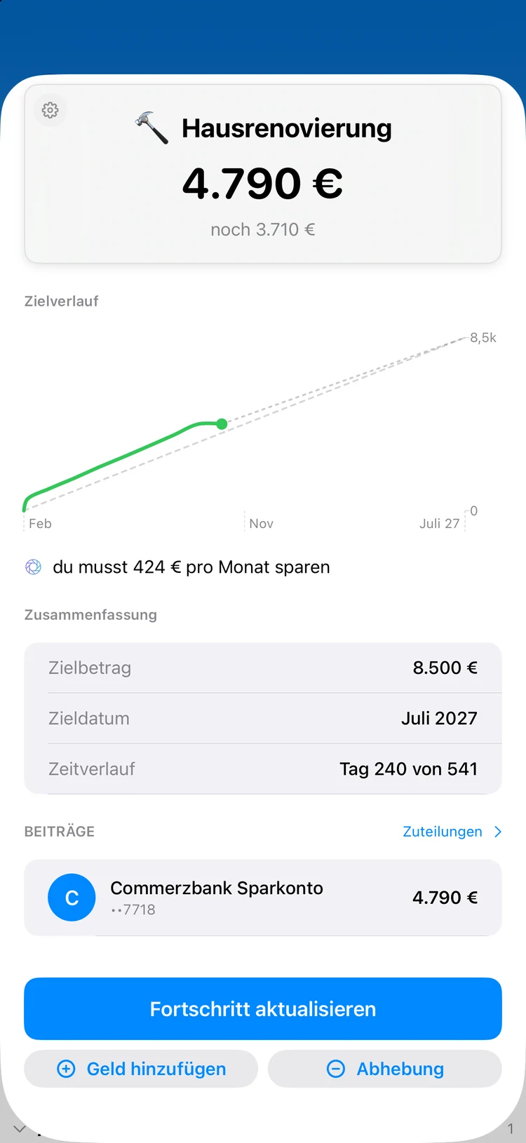 Ziele: Sieh zu, wie deine Sparziele wachsen.
