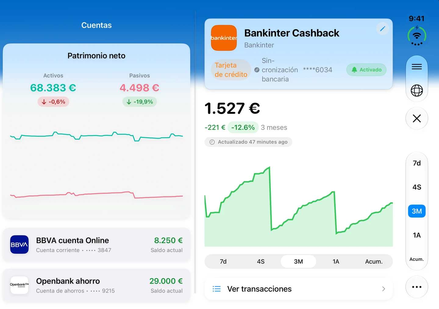 Summa on iPhone Duo, open: accounts and net worth