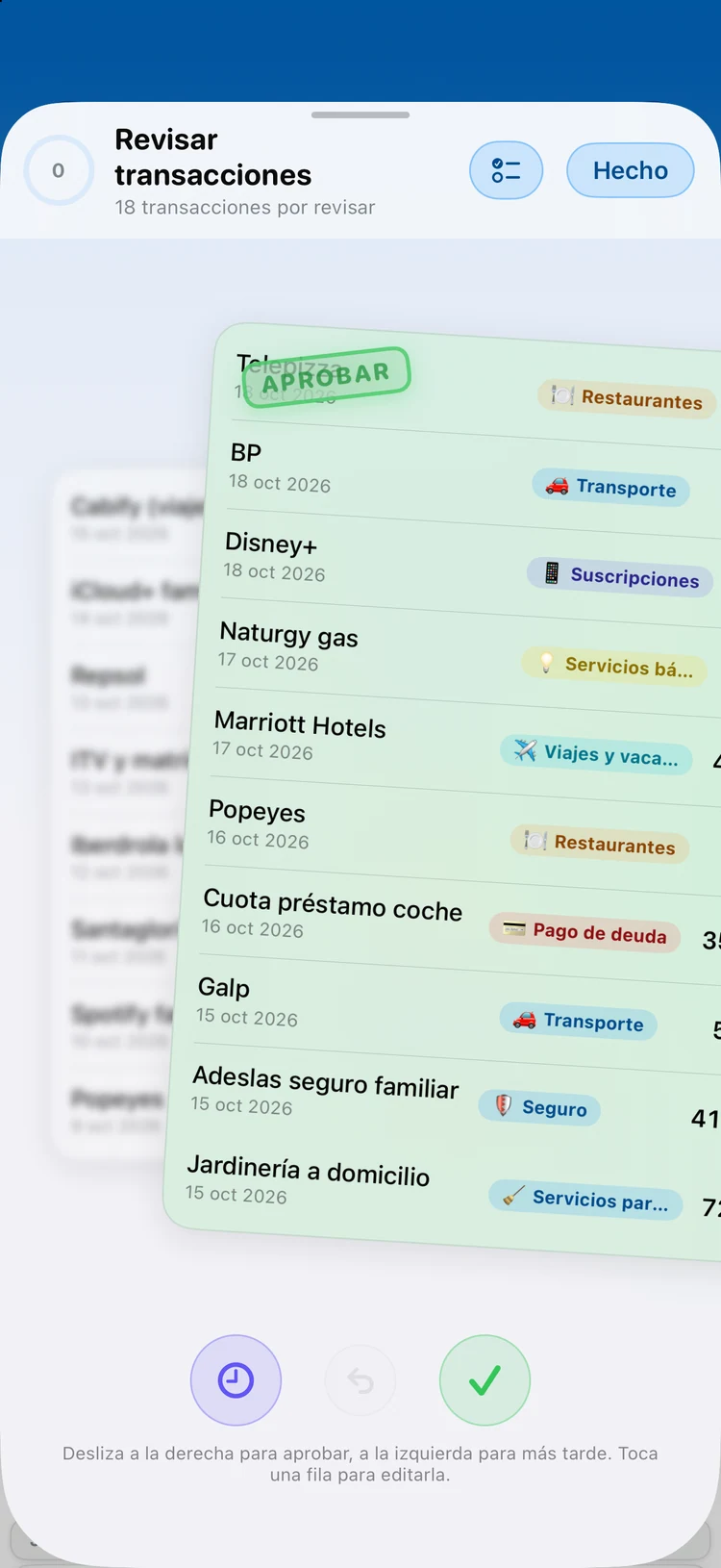 Escaneo de tickets en Summa: importe, comercio y categoría capturados desde una foto.