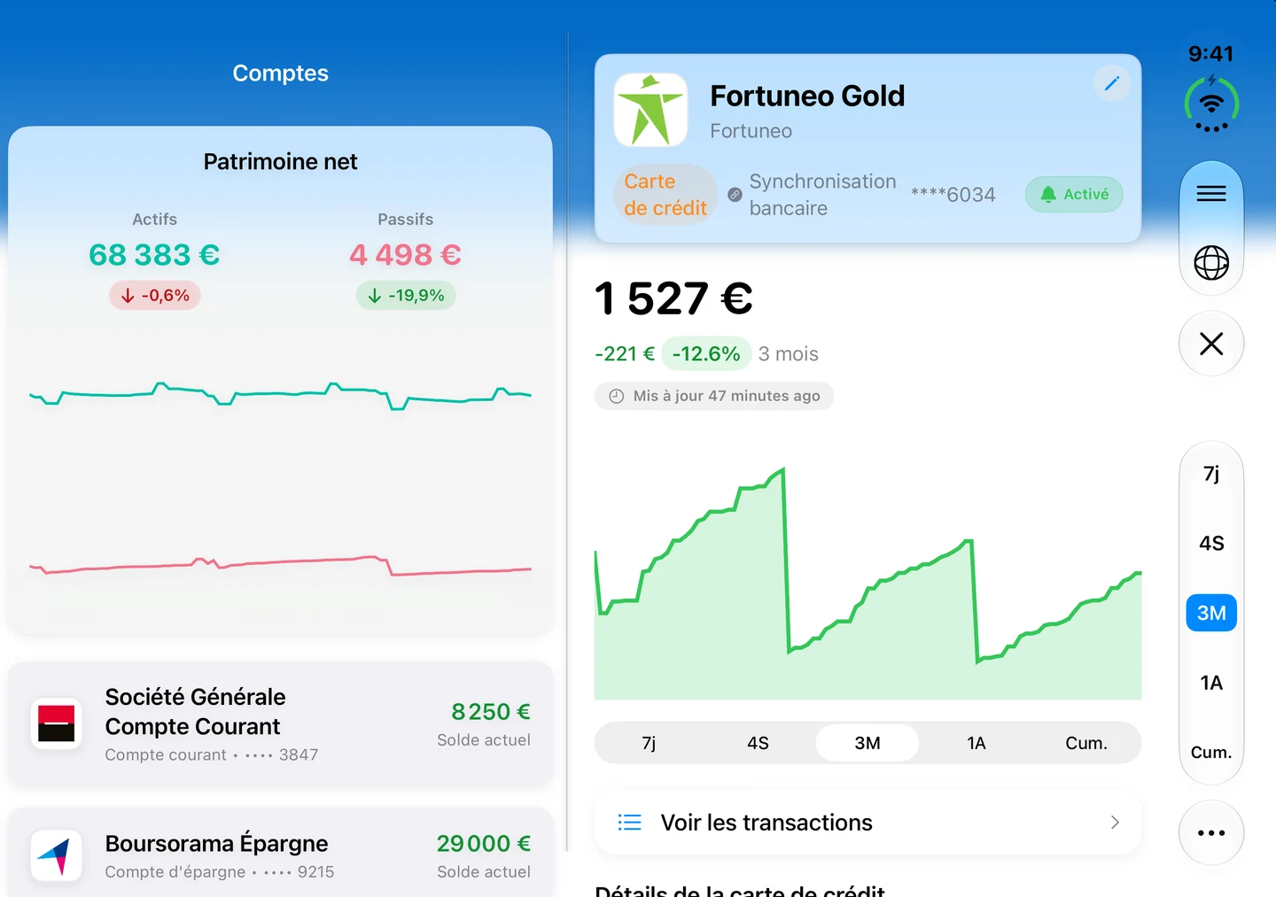 Summa on iPhone Duo, open: accounts and net worth