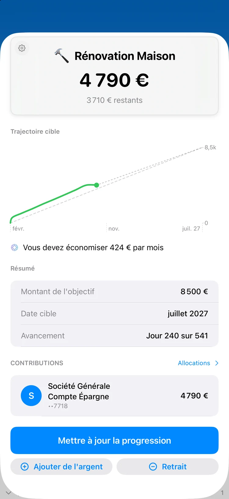 Objectifs: Vos objectifs d'épargne se remplissent sous vos yeux.