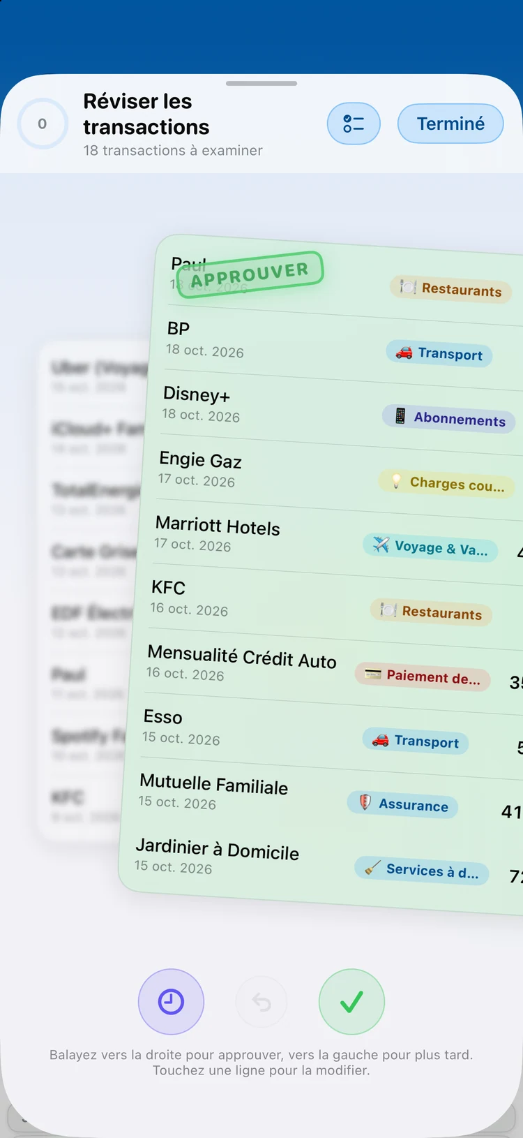 Scan de tickets dans Summa : montant, commerçant et catégorie capturés depuis une photo.