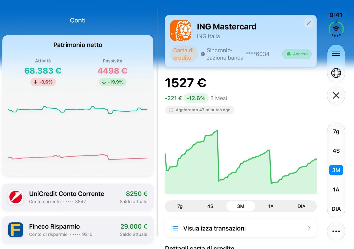 Summa on iPhone Duo, open: accounts and net worth