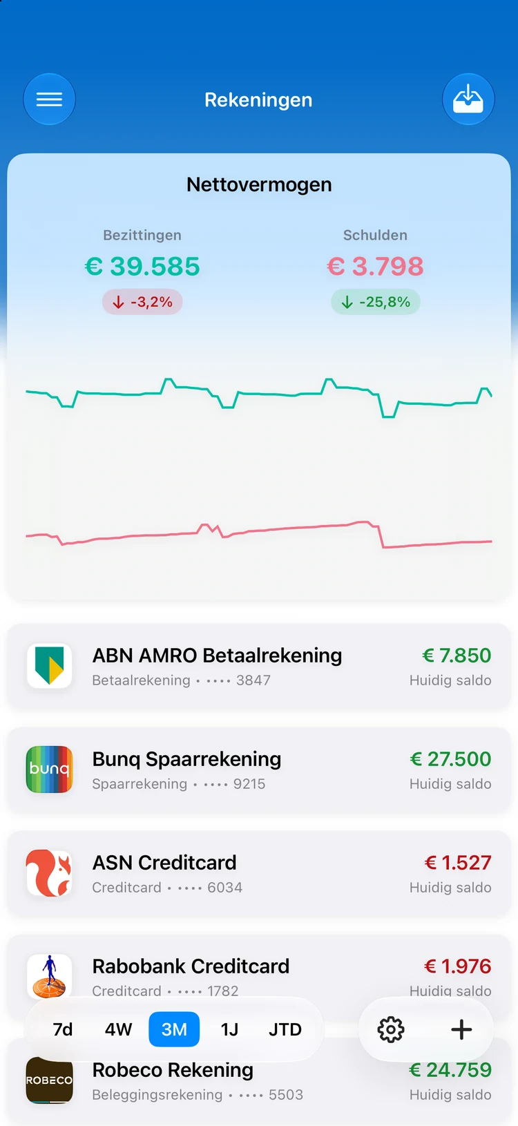 Summa on iPhone: accounts and net worth