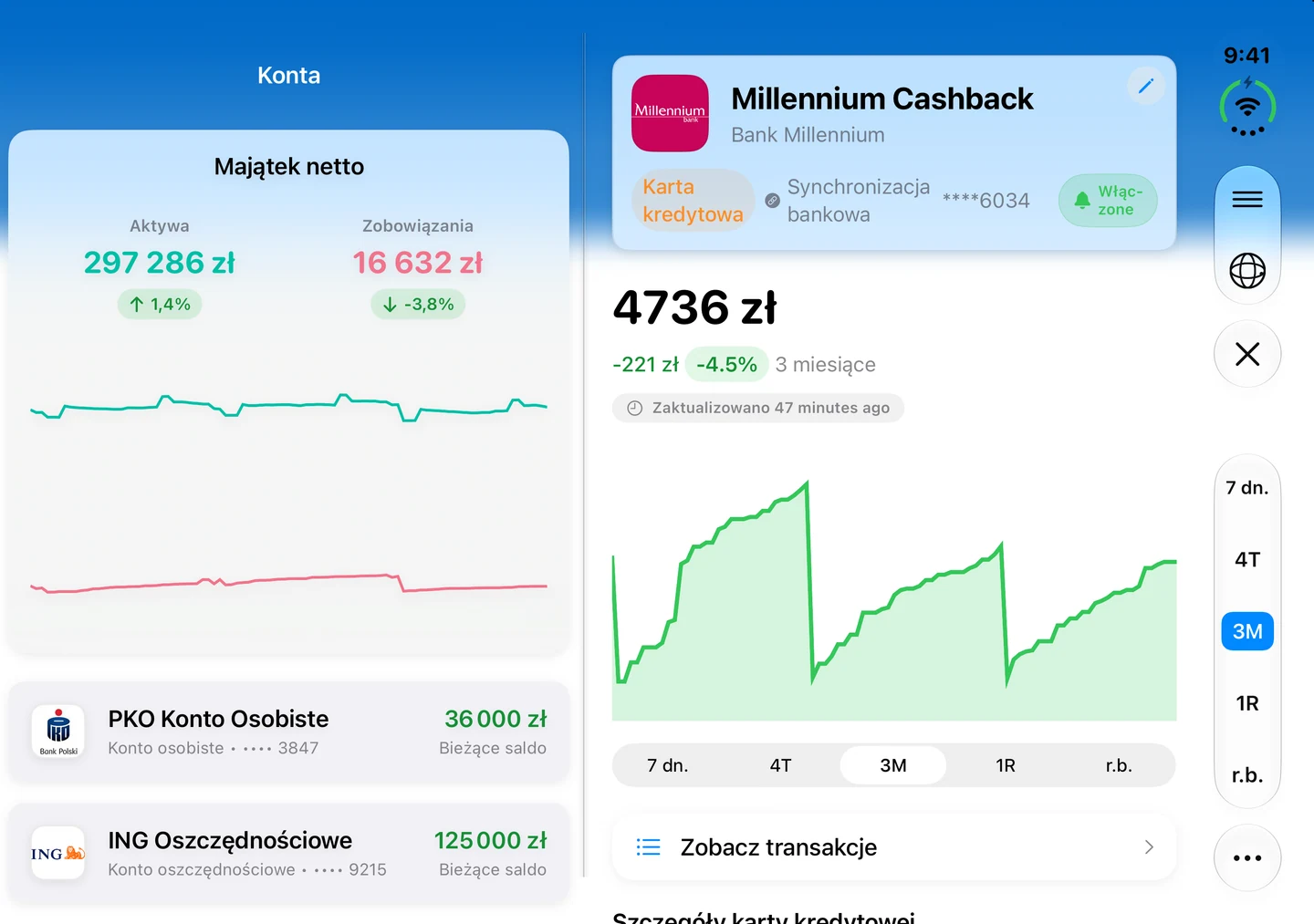 Summa on iPhone Duo, open: accounts and net worth