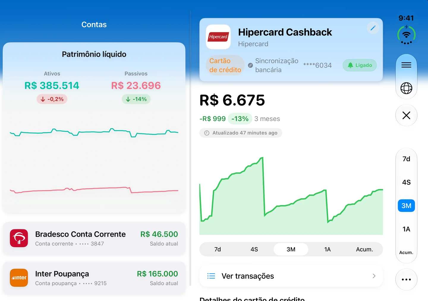 Summa on iPhone Duo, open: accounts and net worth