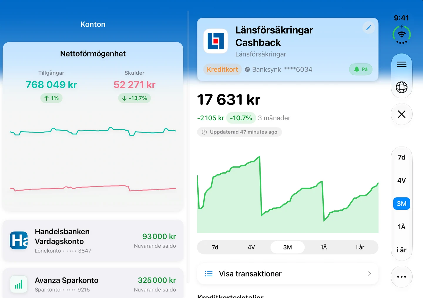 Summa on iPhone Duo, open: accounts and net worth