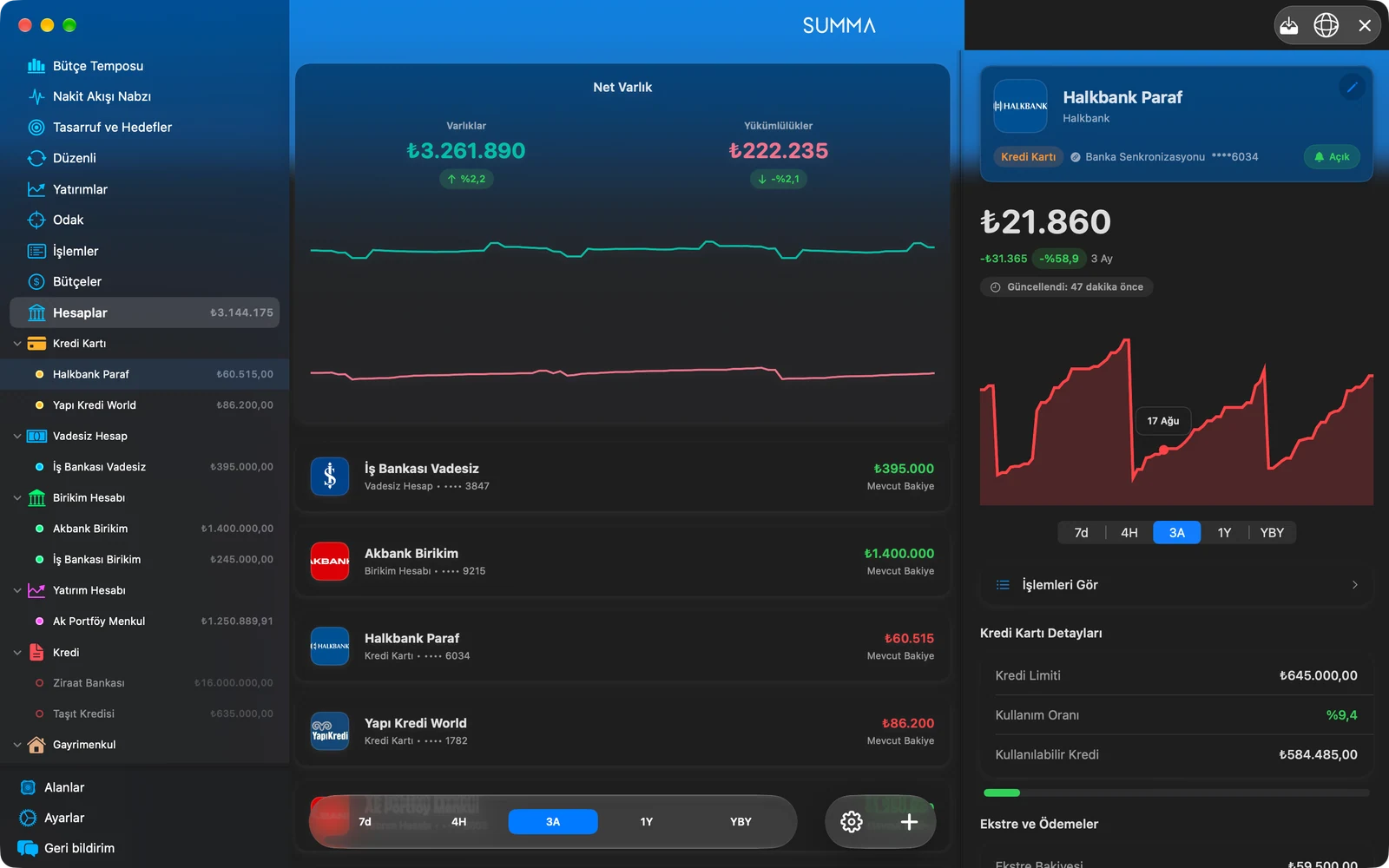 Summa for Mac: every account and the net worth