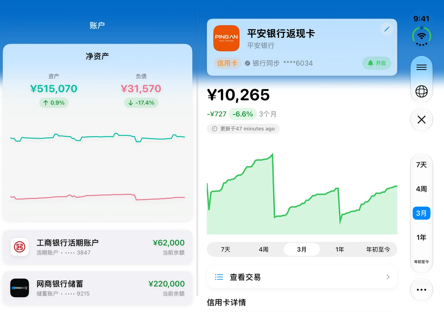 Summa on iPhone Duo, open: accounts and net worth